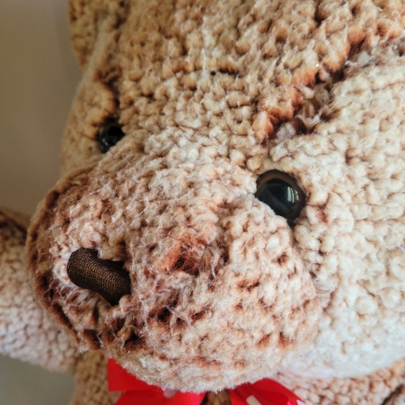 Teddy Bear Stuffed Animal Red Paws,Bow /Brown 18"in Polyester Oversized - Picture 9 of 11
